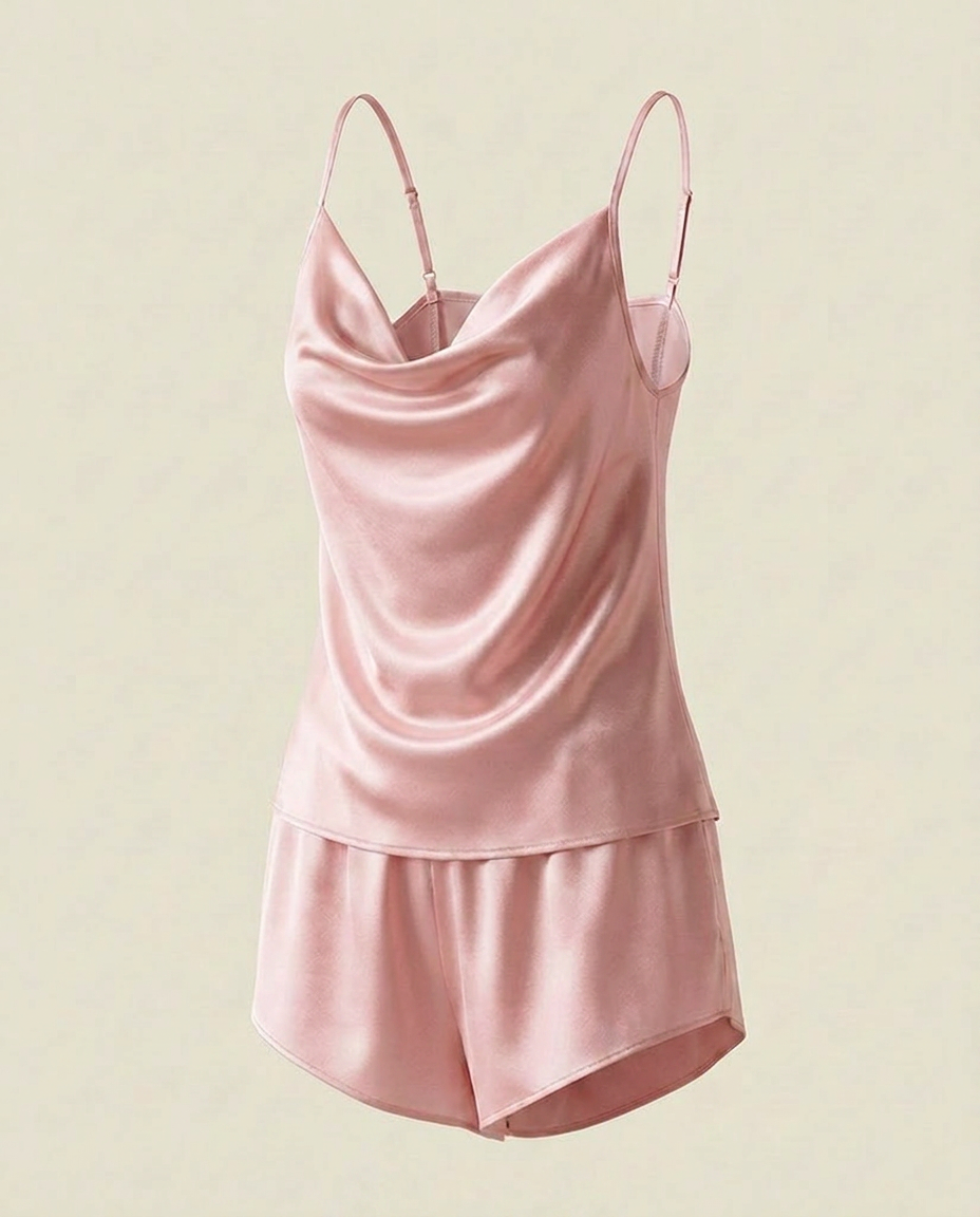 L'Ensemble Satin Loune - Rose Pale - matiere satin
