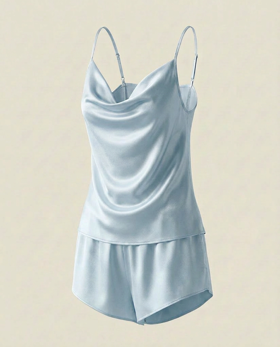 L'Ensemble Satin Loune - Bleu Ciel - vue produit